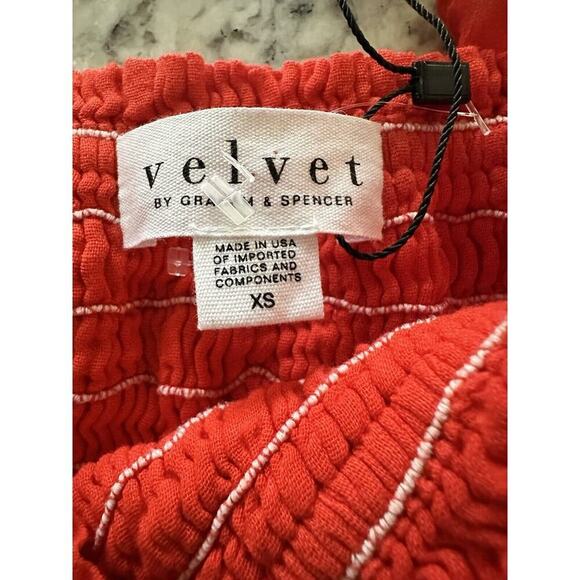 VELVET Graham & Spencer Red Guaze Dress ESME Off Shoulder Small NWT $268 ShiftXS - Picture 7 of 11